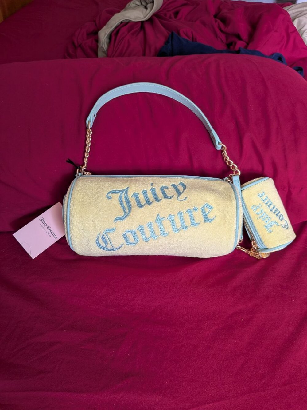 Juicy Couture Yellow Barrel Bag with Matching Mini Bag – New With Tags 💛🩵